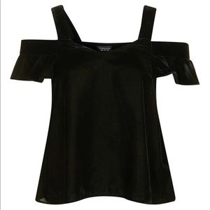 Topshop Velvet Off the Shoulder Top